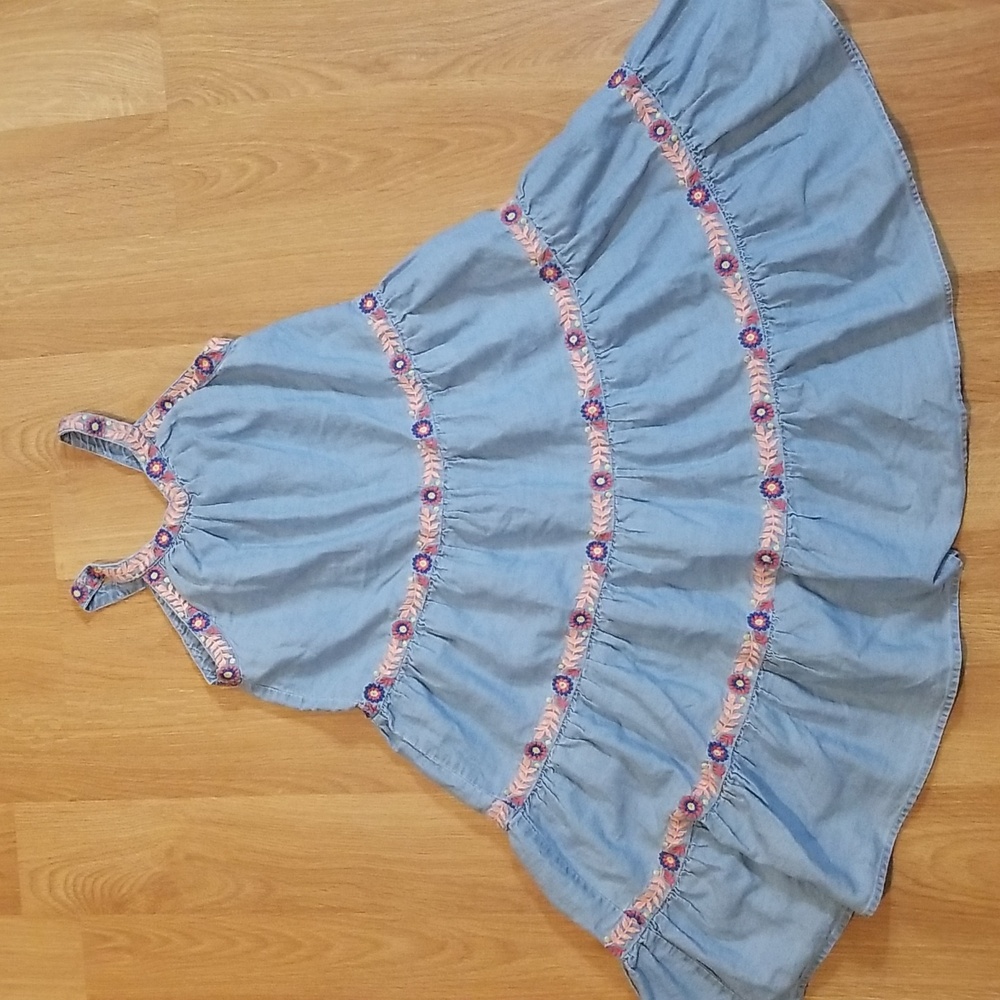 Milkshake blue dress with embroidery girls size 8 EUC